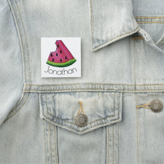 Juicy Pink Watermelon Slice Melon Grocery Store Naamplaatje (In situ)