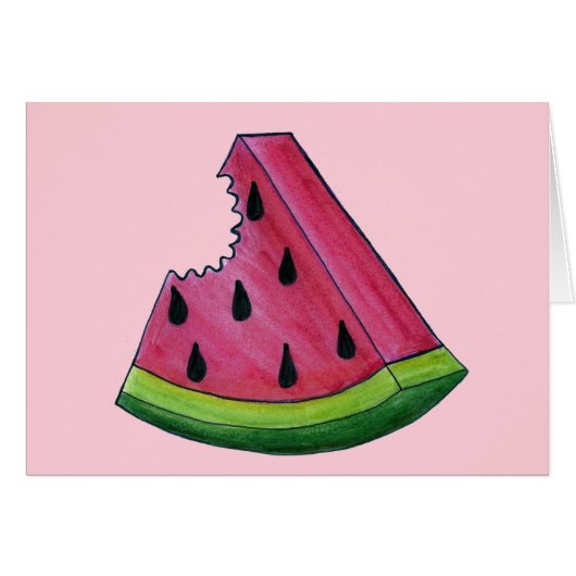 Juicy Pink Watermelon Wedge Slice Green Rind Fruit (Voorkant Horizontaal)