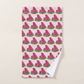 Juicy Pink Watermelon Wedge Slice Green Rind Fruit Bad Handdoek (Handdoek)