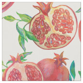 Juicy pomegranate met bladeren stof (Close Up)