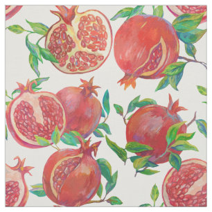 Juicy pomegranate met bladeren stof