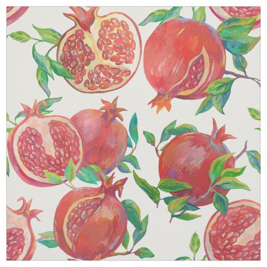 Juicy pomegranate met bladeren stof (Swatch)
