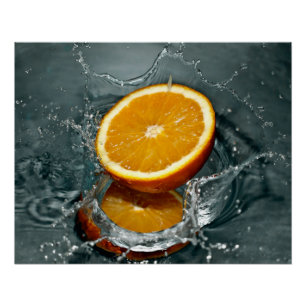 Juicy-positief sinaasappel voor vitamine stemming perfect poster
