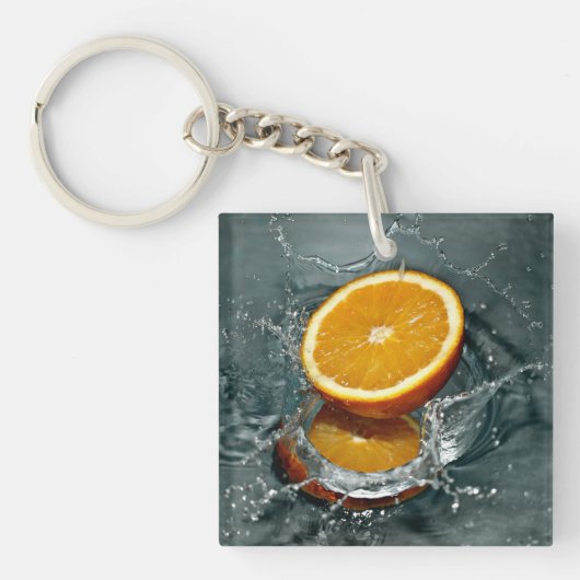 Juicy-positief sinaasappel voor vitamine stemming sleutelhanger (voorkant)