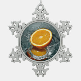 Juicy-positief sinaasappel voor vitamine stemming tin sneeuwvlok ornament