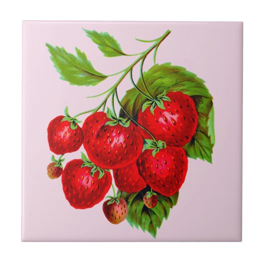 Juicy Red aardbeien Tegeltje (Voorkant)