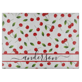 Juicy Red Cherry Pattern | Gepersonaliseerd Snijplank