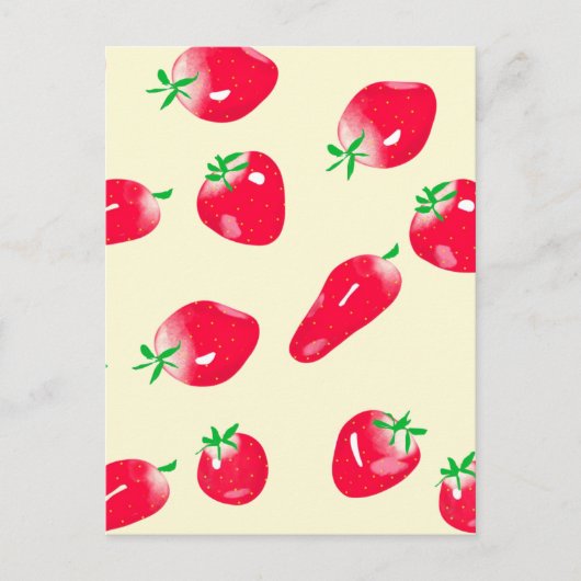 Juicy Red Strawberries Briefkaart (Beige) (Voorkant)