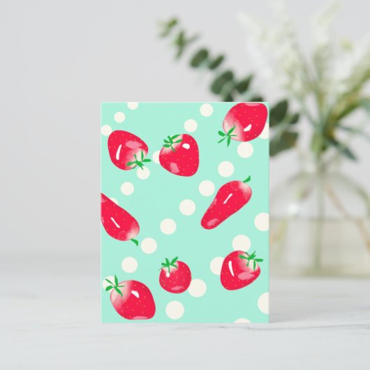 Juicy Red Strawberries Briefkaart (Mint) (Staand voorkant)