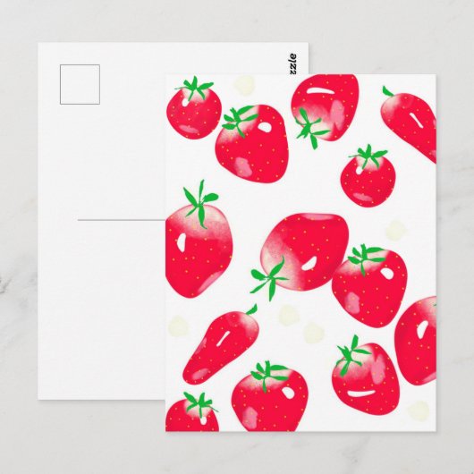 Juicy Red Strawberries Briefkaart (wit) (Voorkant / Achterkant)