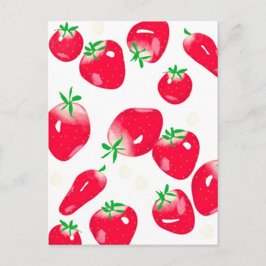 Juicy Red Strawberries Briefkaart (wit) (Voorkant)