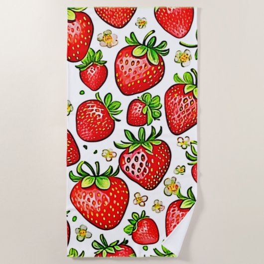 Juicy Red Strawberries Pattern Strandlaken (Voorkant)