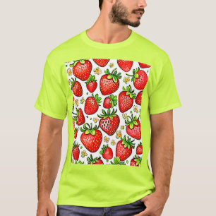 Juicy Red Strawberries Pattern T-shirt