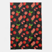Juicy Red Tomato Pattern op zwart Theedoek (Verticaal)