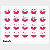 Juicy red watermelon en harten, gepersonaliseerd vierkante sticker (Vel)