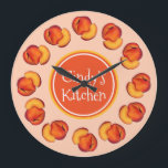 Juicy Ripe Summer Peach Georgia Peaches Kitchen Grote Klok<br><div class="desc">Het folieontwerp is voorzien van een originele markeerafbeelding van een sappige, rijpe zomerperzik. Dit fruitige perziken-ontwerp is ook beschikbaar op andere producten. Er zijn ook veel extra design met voedselthema's beschikbaar in deze winkel. Zie je niet wat je zoekt? Neem contact op met Rebecca om iets te maken voor jou....</div>