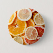 Juicy Sliced Citrus Fruits Ronde Button 5,7 Cm (Voorkant)