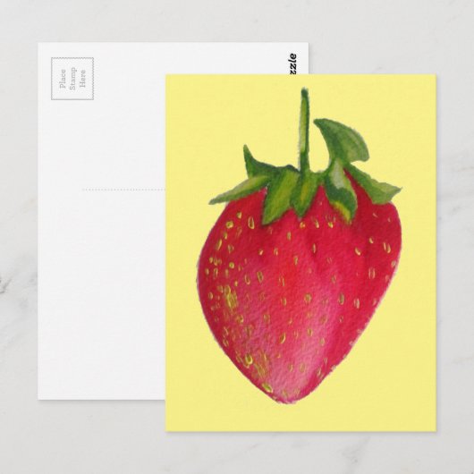 Juicy Strawberry fruit waterverf macro art Briefkaart (Voorkant / Achterkant)