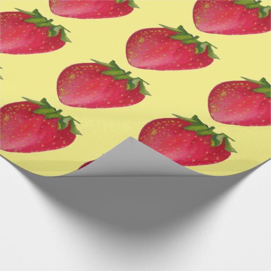 Juicy Strawberry fruit waterverf macro art Cadeaupapier (Hoek)