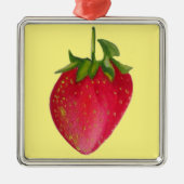 Juicy Strawberry fruit waterverf macro art Metalen Ornament (Voorkant)