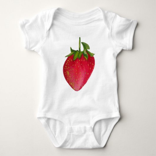 Juicy Strawberry fruit waterverf macro art Romper (Voorkant)