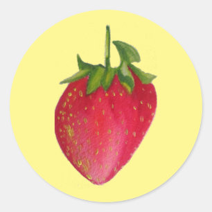 Juicy Strawberry fruit waterverf macro art Ronde Sticker
