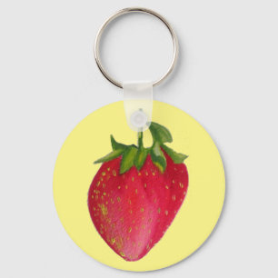 Juicy Strawberry fruit waterverf macro art Sleutelhanger