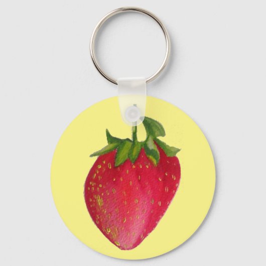 Juicy Strawberry fruit waterverf macro art Sleutelhanger (Voorkant)