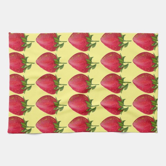 Juicy Strawberry fruit waterverf macro art Theedoek (Horizontaal)