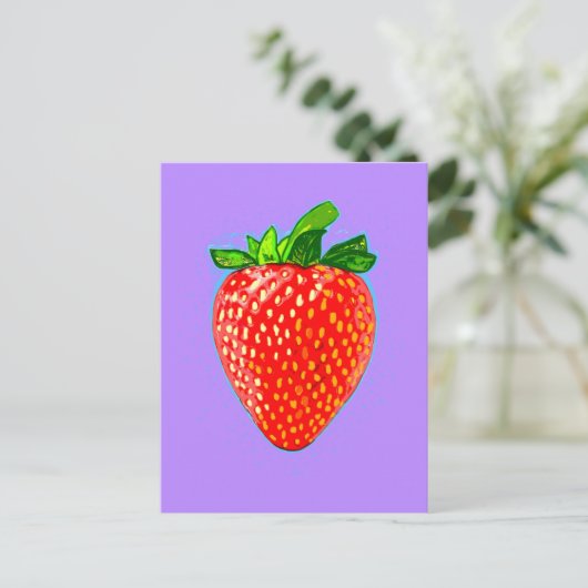 Juicy Strawberry in Pop Art Style Briefkaart (Staand voorkant)