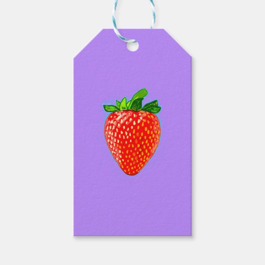 Juicy Strawberry in Pop Art Style Cadeaulabel (Voorkant)