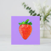 Juicy Strawberry in Pop Art Style Feestdagenkaart (Staand voorkant)