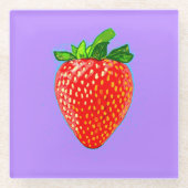 Juicy Strawberry in Pop Art Style Glazen Onderzetter (Voorkant)