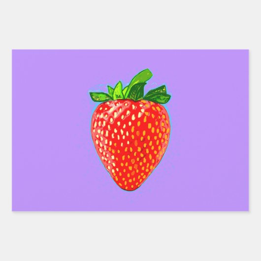Juicy Strawberry in Pop Art Style Inpakpapier Vel (Voorkant 3)