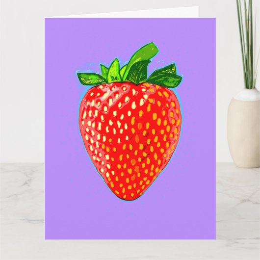Juicy Strawberry in Pop Art Style Kaart (Voorkant)