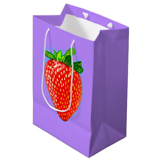Juicy Strawberry in Pop Art Style Medium Cadeauzakje (Voorkant Gekanteld)