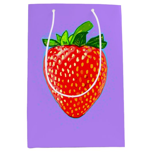 Juicy Strawberry in Pop Art Style Medium Cadeauzakje (Voorkant)