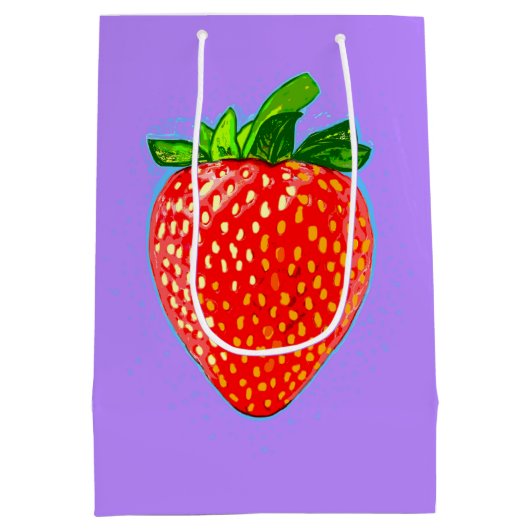 Juicy Strawberry in Pop Art Style Medium Cadeauzakje (Achterkant)