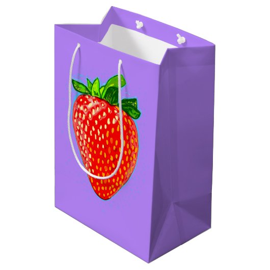 Juicy Strawberry in Pop Art Style Medium Cadeauzakje (Achterkant Gekanteld)