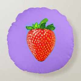 Juicy Strawberry in Pop Art Style Rond Kussen