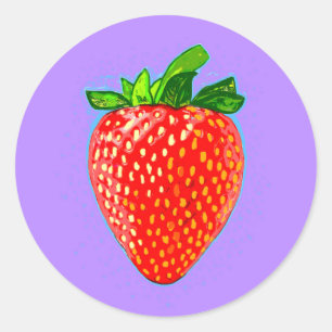 Juicy Strawberry in Pop Art Style Ronde Sticker