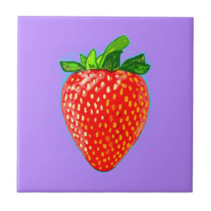 Juicy Strawberry in Pop Art Style Tegeltje