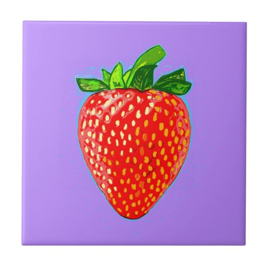 Juicy Strawberry in Pop Art Style Tegeltje (Voorkant)