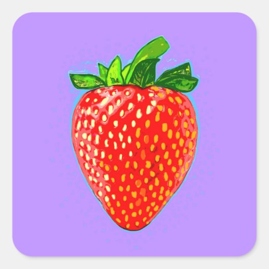 Juicy Strawberry in Pop Art Style Vierkante Sticker (Voorkant)