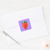 Juicy Strawberry in Pop Art Style Vierkante Sticker (Envelop)