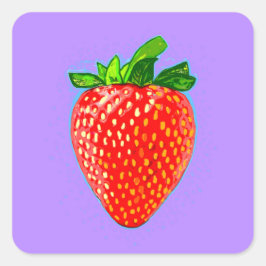 Juicy Strawberry in Pop Art Style Vierkante Sticker