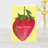 Juicy Strawberry retro fruit verjaardag macro art Kaart (Gele Bloem)