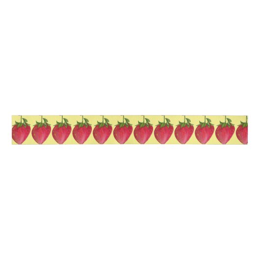 Juicy Strawberry schattige waterverf pop Grosgrain Lint (Voorkant)