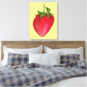 Juicy Strawberry waterverf macro fruit pop art Canvas Afdruk (Insitu (Slaapkamer))