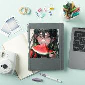 Juicy Summer Watermelon Anime Girl Sticker (iPad Cover)